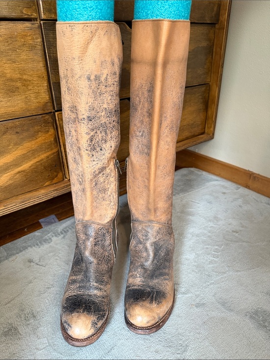 BED|STU Shoes - BED|STU Tan and Distressed Brown Leather Knee-High Boots